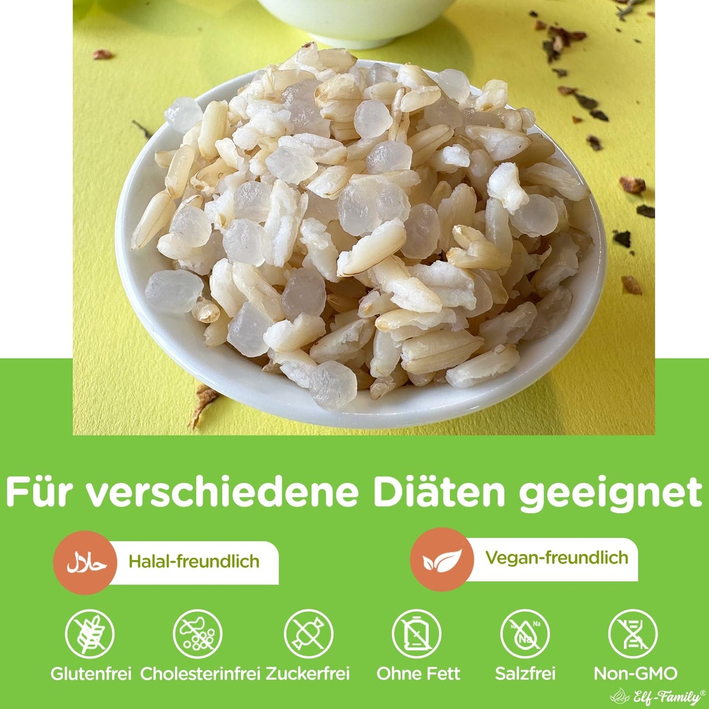 Elf-Family Konjak Reis Thai Brauner Shirataki Bowl -[Diätbox für 1 Wo.] - Instantní Jasmin Reis - Fertiggerichte für Mikrowelle - Natürlich Superfoods Mikronährstoffe - Vegan/Low Carb/Fettfrei- 6er Box