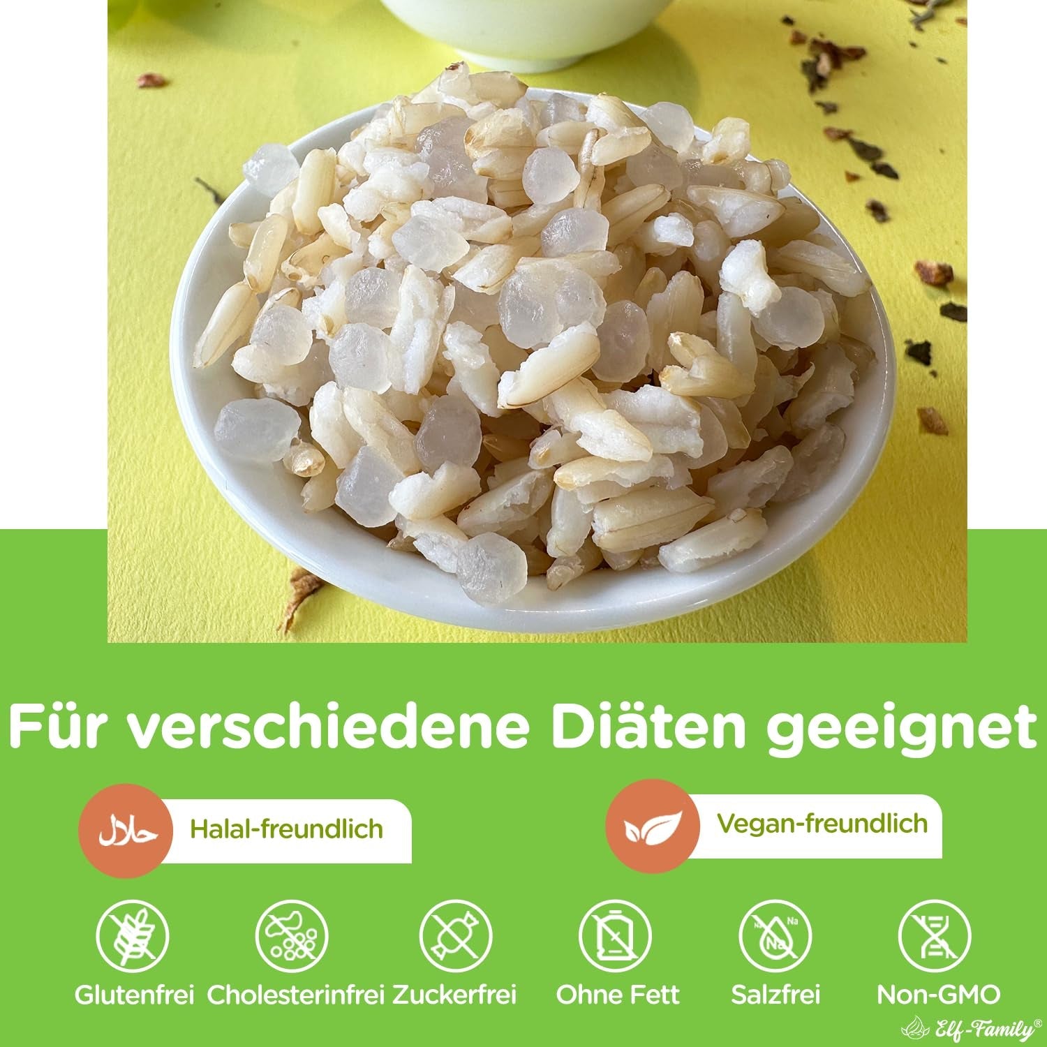 Elf-Family Konjak Reis Thai Brauner Shirataki Bowl -[Diätbox für 1 Wo.] - Instantní Jasmin Reis - Fertiggerichte für Mikrowelle - Natürlich Superfoods Mikronährstoffe - Vegan/Low Carb/Fettfrei- 6er Box