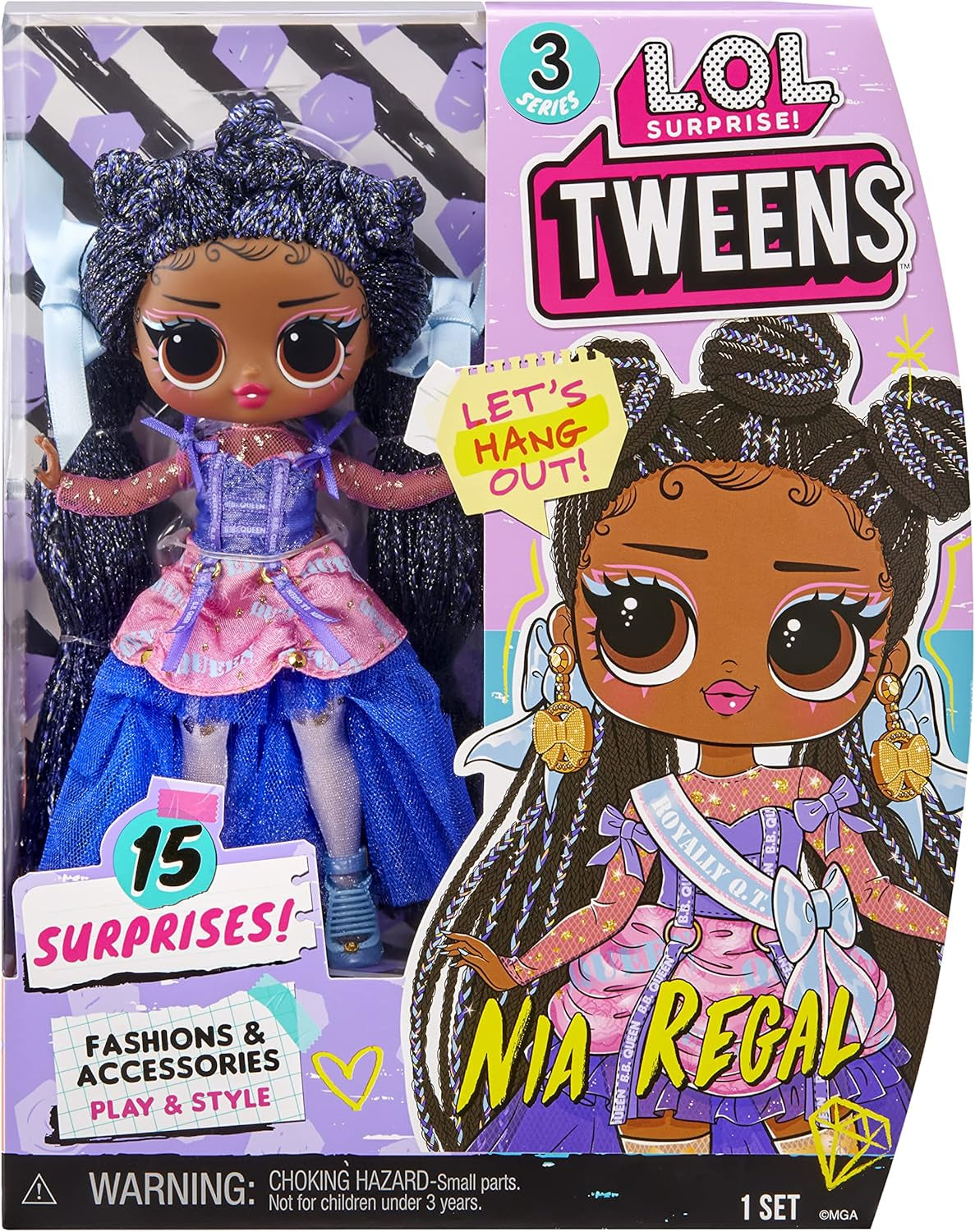 LOL Překvapení! Tweens Fashion Doll Series 3 - Panenka NIA Regal 15 cm s překvapeními: Extravagantní oblečení, doplňky a další. Skvělý sběratelský dárek pro chlapce a dívky 18+ 584087