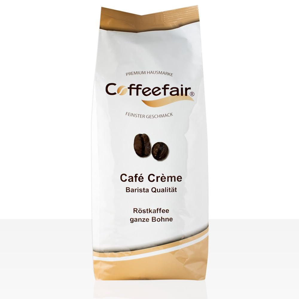 Coffeefair Cafe Creme Kaffeebohnen in Barista Qualität - 1 kg pro Kaffeevollautomaten, Mischbohne pro Kaffee nebo Espresso verwendbar, schonende Trommelröstung