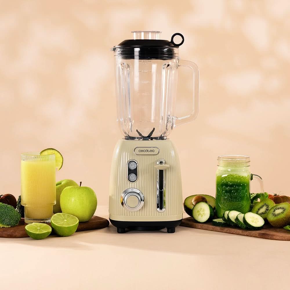 Stojanový mixér Cecotec Retro Power Black Titanium Retrogreen. 1200W Maximale Leistung, 2 Geschwindigkeiten, 4-Klingen-Messer Mit Schwarzer Titanbeschichtung Und 1,5L Krug, Vintage-Design v Grün Kitchen Naty Shop