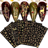 9 Blatt Nagelsticker Weihnachten Nagelaufkleber Selbtklebend Weiß Rentier Schneemann Samolepka na nehty Dekoration Nageldesign Zubehör