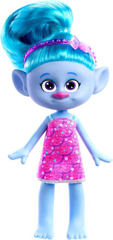 Mattel DREAMWORKS Trolls United We Stand - Chlupatá panenka Chlupaté překvapení s jiskřivě modrými vlasy, fialovou čelenkou, věk 3 a více, HNF15