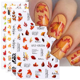 JMEOWIO Nálepka na nehty Herbst 9 Blatt Nálepka na nehty Selbstklebend Nagelaufkleber Kürbis Ahornblatt Erntedankfest Dekoration Nageldesign Zubehör