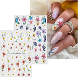JMEOWIO Nálepka na nehty Blume 10 Blatt Nálepka na nehty Selbtklebend Nagelaufkleber Frühling Letní květinová dekorace Nageldesign Zubehör