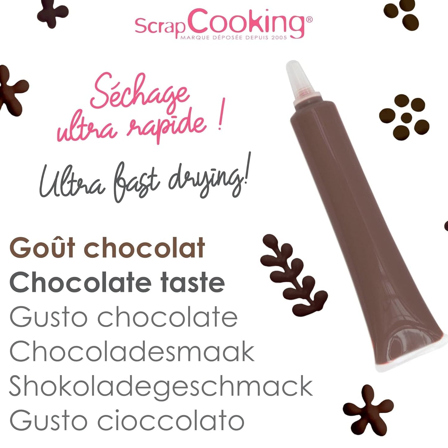 Scrapcooking - Hnědé čokoládové pero - Čokoládový cukr na psaní 25 g - Jedlé ozdobné cukrové pero - Psaní a kreslení - Označování fondán, poleva, dorty - 6801