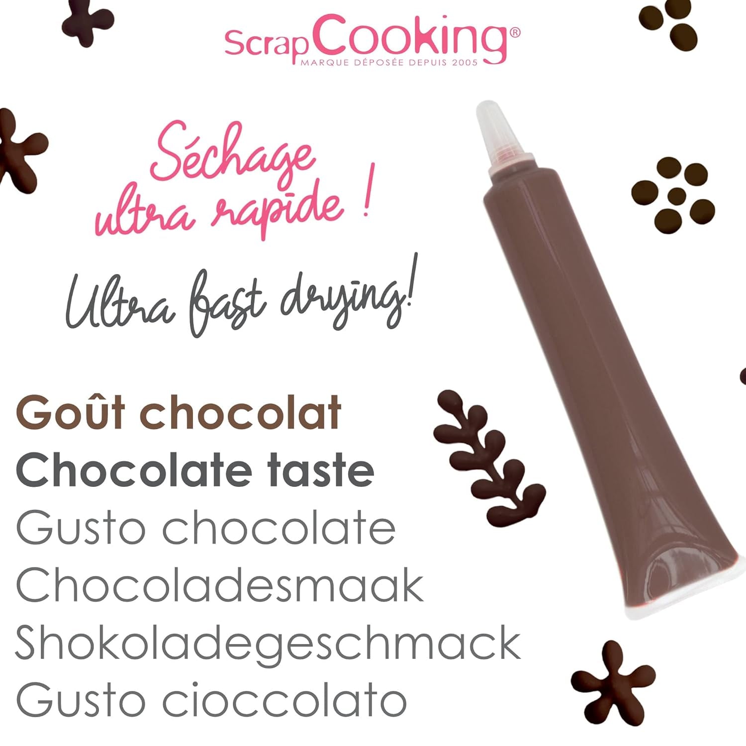 Scrapcooking - Hnědé čokoládové pero - Čokoládový cukr na psaní 25 g - Jedlé ozdobné cukrové pero - Psaní a kreslení - Označování fondán, poleva, dorty - 6801