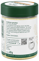 Fuchs Gewürze - Senfkörner gemahlen - für die Zubereitung von Rubs, zum Verfeinern von Suppen und Saucen - přírodní složky - 45 g v wiederverwendbarer, recyclebarer Dávka
