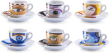 Sada šálků na espresso Zeller 26510, 12dílná, kouzelné oči, bílá
