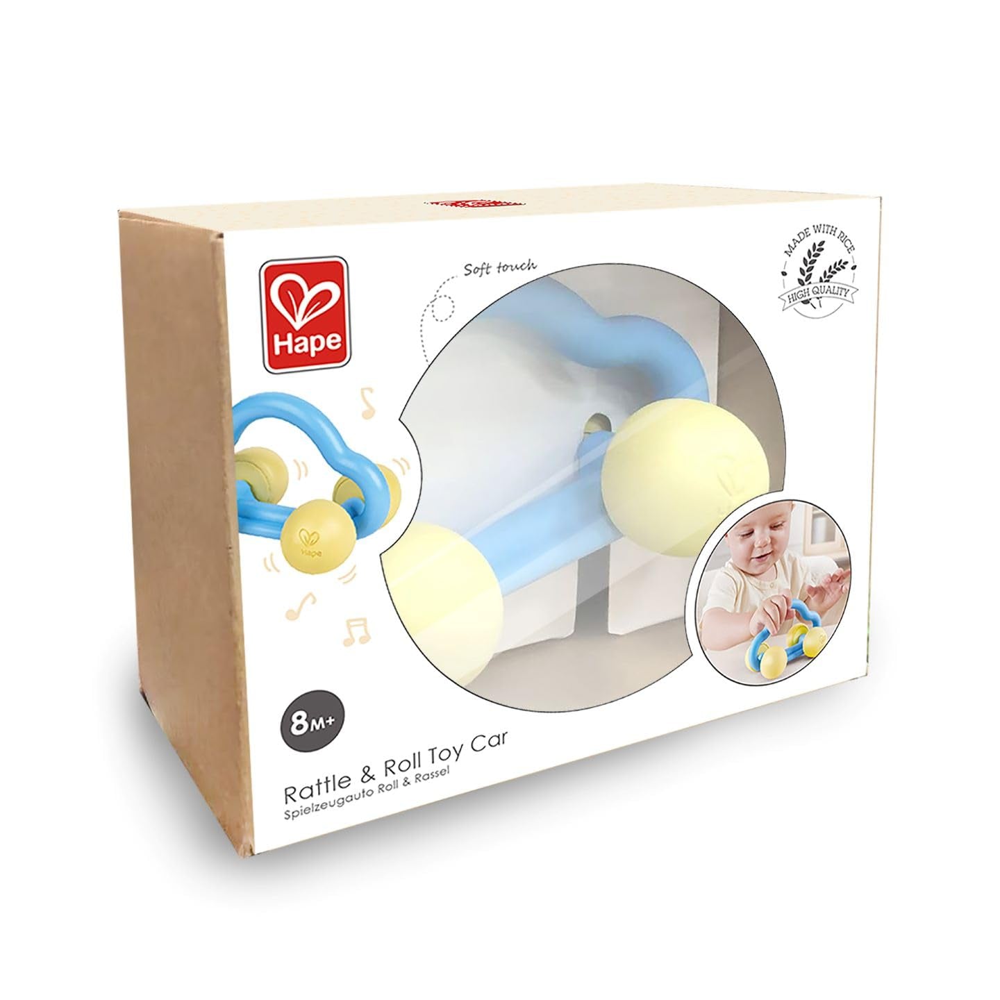 Hape Roll & Rattle Autíčko, Baby Toy Bebe Naty Shop Toys