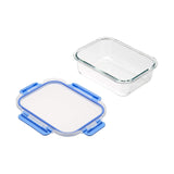 Amazon Basics dózy na potraviny se vzduchotěsnými skleněnými víčky, 14dílná sada, 7 dóz a 7 víček, bez BPA, průhledné s modrou silikonovou páskou Boxy na skladování potravin Naty Shop