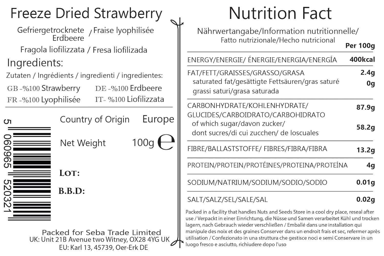 Seba Garden Premium, lahodné sušené středomořské jahody, neGMO a veganské sušené produkty Naty Shop