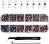 Beadsland 2500 ks Glas Nailart Strasssteine ​​​​Kristall Flatback Edelsteine ​​Runde, ​​Für Handwerk Gemischt 8 Größen SS4 ~ SS30 Mit Picking Pinzette Und Stift (Kristall Weiss)