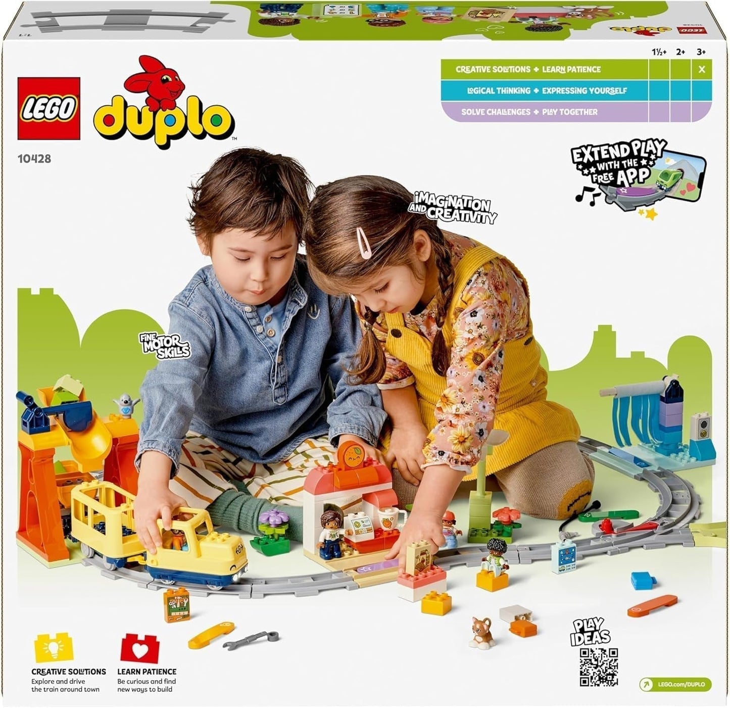 LEGO DUPLO Městská velká interaktivní železnice, stavebnice pro batolata 3 roky stará, lokomotiva Push & Go se světly a zvuky, díly kolejí, vzdělávací hračka pro předškoláky 10428 Stavebnice Beuche den LEGO-Store