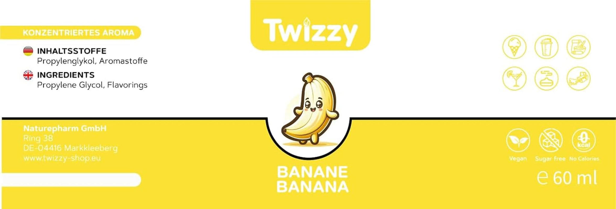 Příchuť jídla Twizzy Banana - 60 ml - Intenzivní chuť - Ideální na pečení Aromas Naty Shop