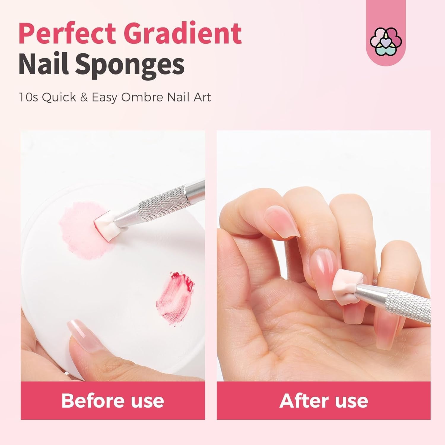 125 Nail Art Schwämme Und 4 Krallen Houba na nehty Metallgreifer Für Ombre Und Gradient Nageldesign, Nagelkunst-Schwamm Pinsel, Maniküre Zubehör Für Nägel, Nail Art Schwämme Für Babyboomer Effekte DIY
