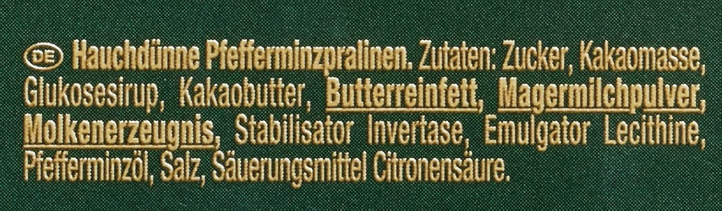 NESTLÉ AFTER EIGHT Tenké čtverečky tmavé čokolády s mátovou krémovou náplní pro fajnšmekry Balení 5 ks (1 x 200 g)