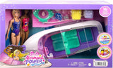 Barbie HHG60 - Motorový člun mořské panny se 2 panenkami (blondýnka/bruneta) a různými doplňky, hračka pro děti od 3 let