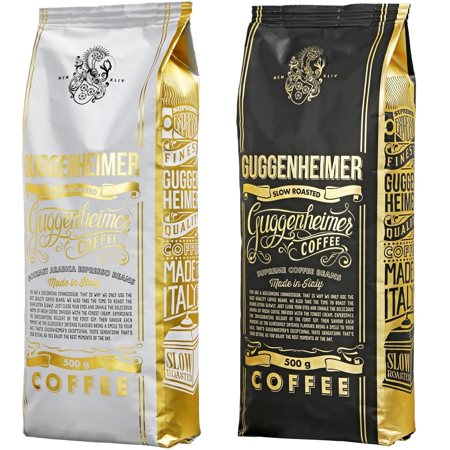 | Vzorové balení zrnkové kávy 1 kg | Supreme 500g a Gourmet Arabica 500g | Nízká kyselost | Jemný krém | Nejlepší espresso pro plně automatické stroje | Sada na degustaci kávy