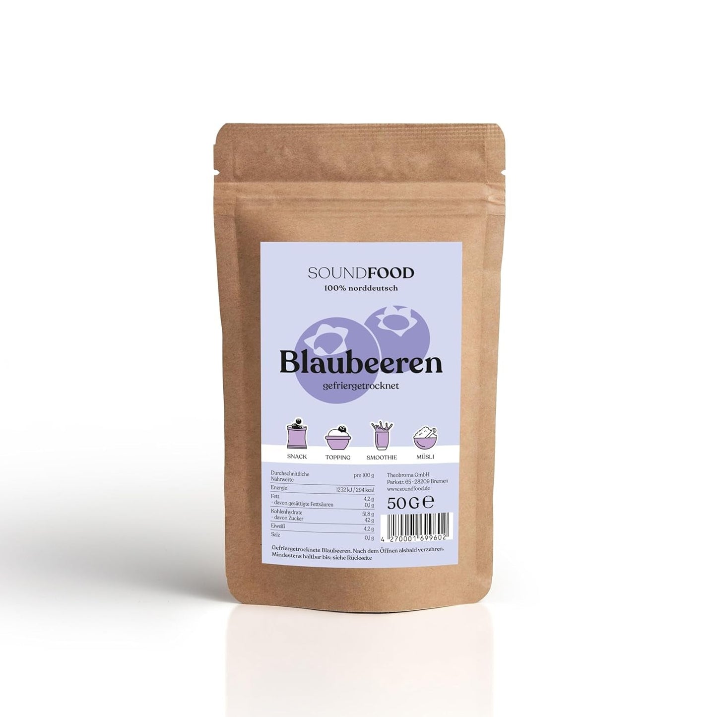 Borůvky | lyofilizované borůvky, celé z Německa | regionální = 100 % Severní Německo | sklizeň 2024, 40g Naty Shop dehydratované produkty 40G