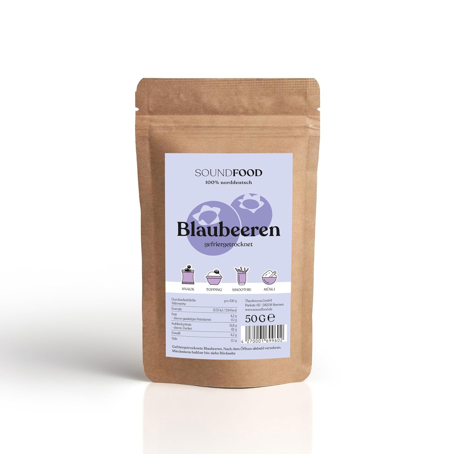 Borůvky | lyofilizované borůvky, celé z Německa | regionální = 100 % Severní Německo | sklizeň 2024, 40g Naty Shop dehydratované produkty 40G