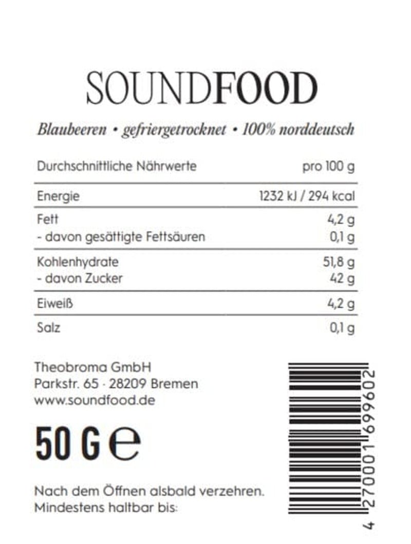 Borůvky | lyofilizované borůvky, celé z Německa | regionální = 100 % Severní Německo | sklizeň 2024, 40 g Naty Shop dehydratované produkty