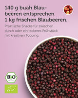 Lyofilizované bio borůvky BUAH® | Lyofilizované bio borůvky bez přidaného cukru | 100% mrazem sušené ovoce (veganské, bez lepku, bez laktózy) | Ideální svačina (140g) Dehydrované produkty Naty Shop