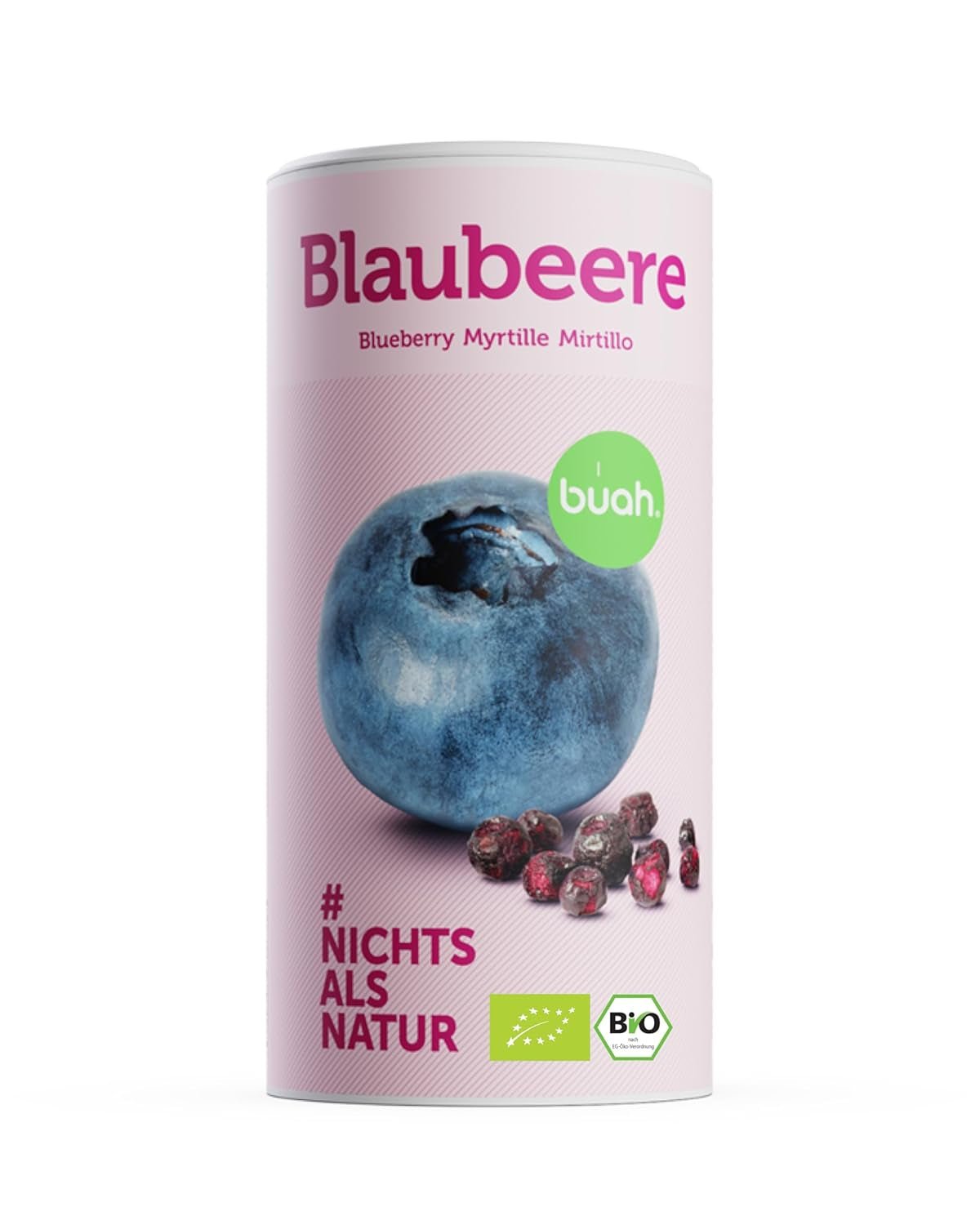 Lyofilizované bio borůvky BUAH® | Lyofilizované bio borůvky bez přidaného cukru | 100% mrazem sušené ovoce (veganské, bez lepku, bez laktózy) | Ideální svačina (140g) Dehydrované produkty Naty Shop Výchozí název