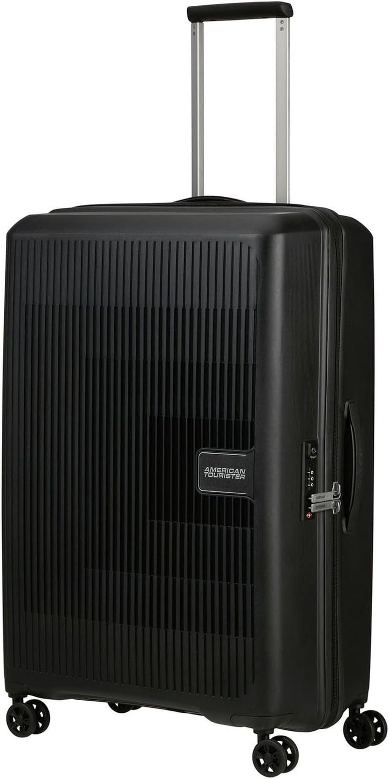 American Tourister Aerostep - Spinner L, rozšiřitelný kufr, 77 cm, 101,5/109 L, oranžová (světle oranžová) Zavazadla a cestovní vybavení Naty Shop Černá (černá) L (77 cm - 101,5/109 L)
