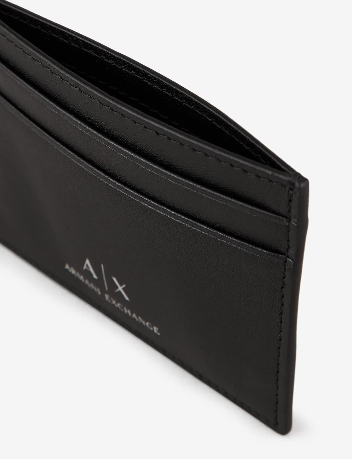 Pánské cestovní příslušenství s logem Armani Exchange z hladké kůže - obal na kartu, černá pánská peněženka Naty Shop