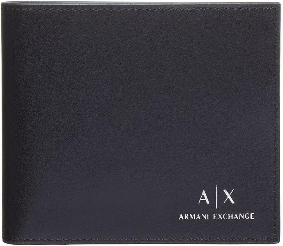 Armani Exchange Pánská základní hladká kůže, 2 pezzi Dárková sada Peněženka a klíčenka, Portofel Barbati Naty Shop Výchozí název