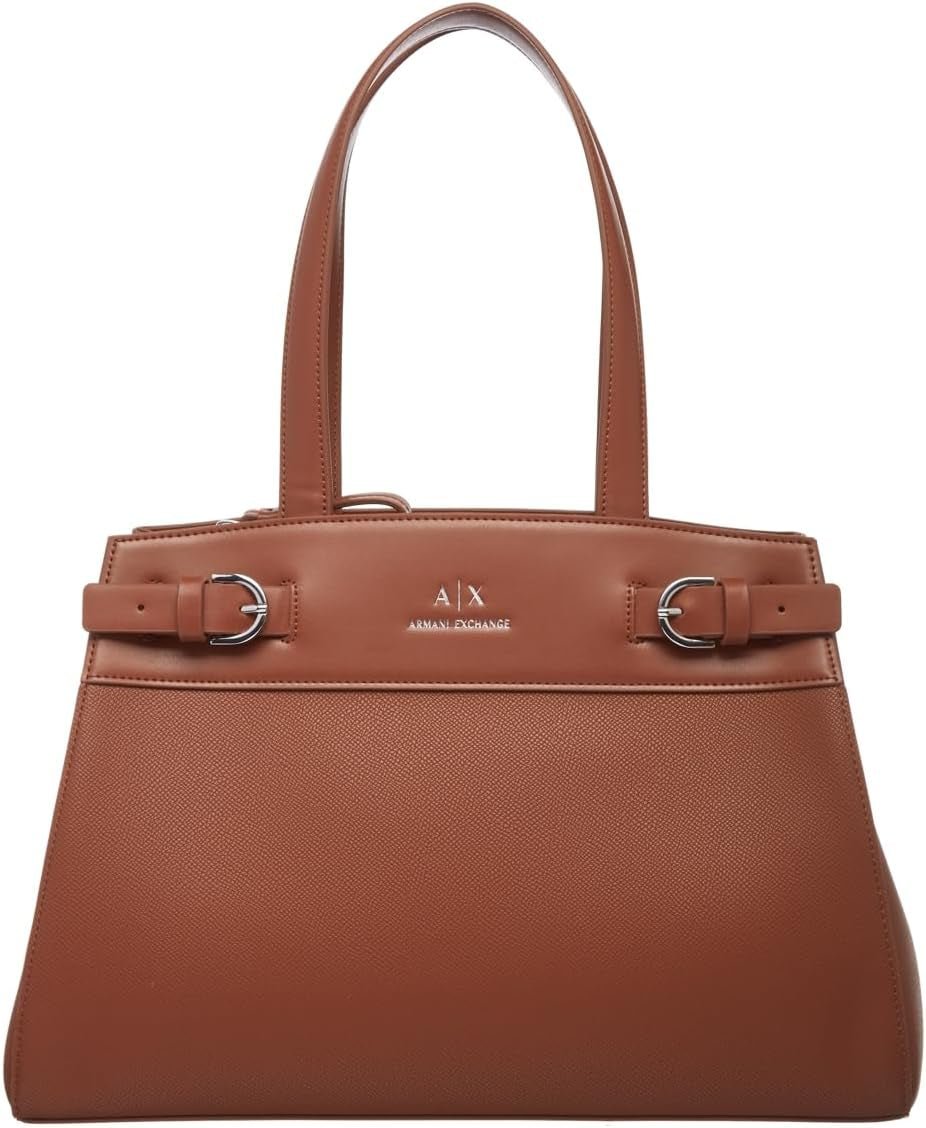 Armani Exchange Women's Essential, Milano 91, Double Bucke L Tote Bag Naty Shop Women's Bags Light Brown