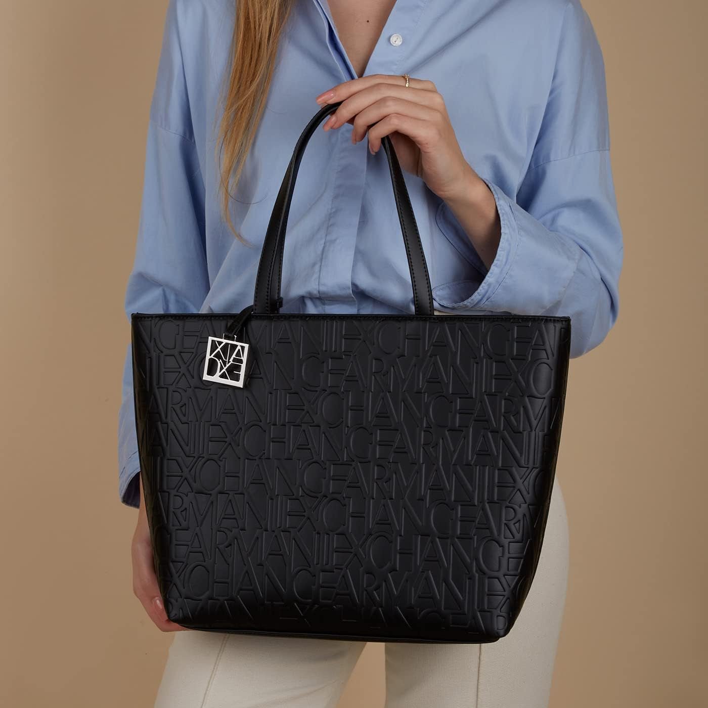 Armani Exchange Dámská Liz - Open Medium Nákupní kabelka, Nero Black, 28x11x40 cm (D x V H) EU dámské tašky Naty Shop