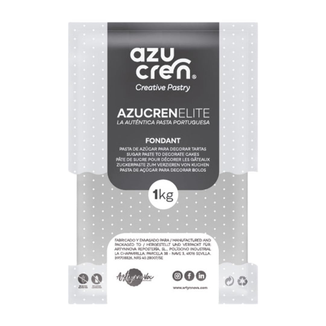 Azucren, Roll Fondant, Grey Roll Fondant, snadné použití, hladký, pružný, měkký a ohebný, ideální pro zdobení dortů, halal, košer, bez lepku, citronová příchuť (250G) Naty Shop cukrová pasta 1kg