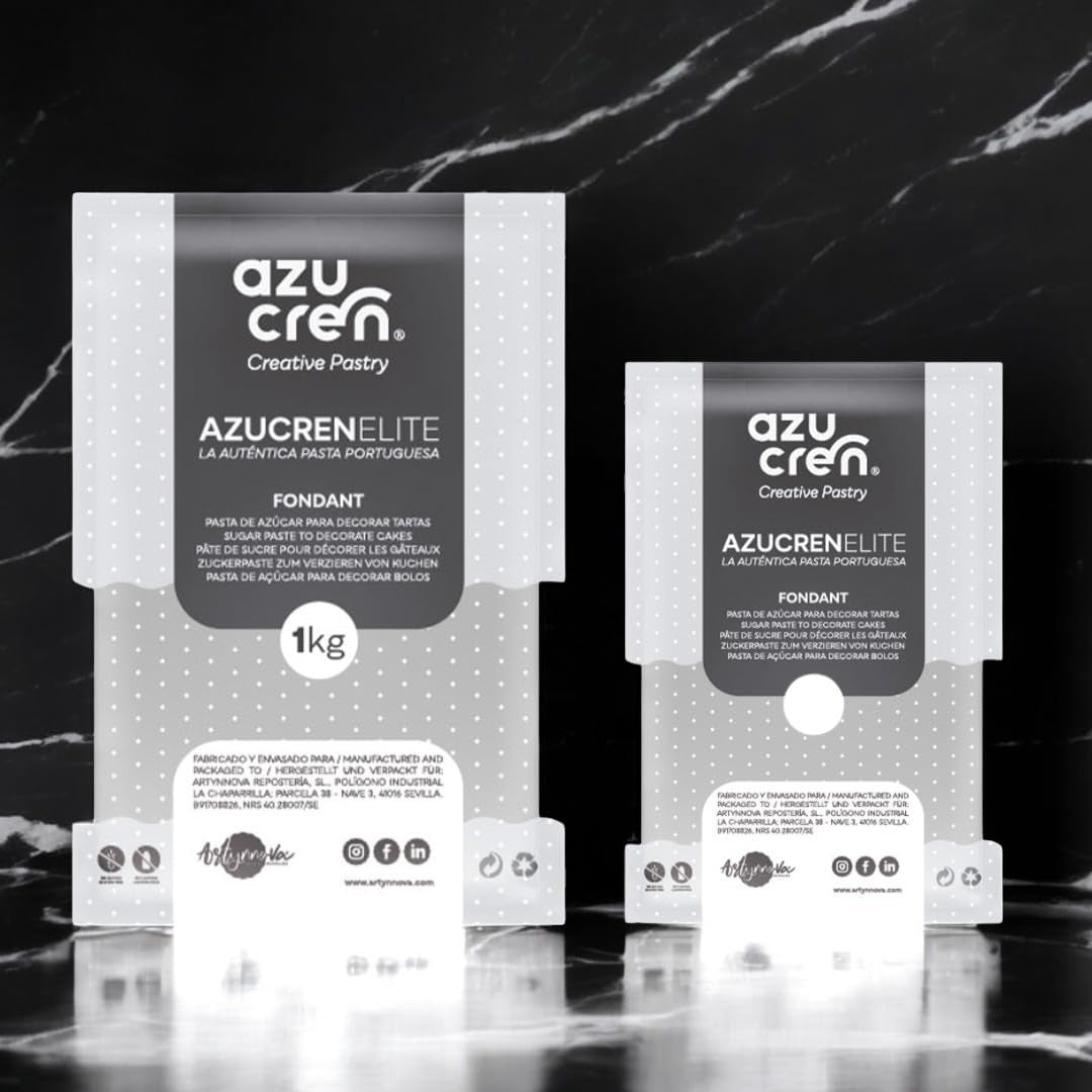 Azucren, Roll Fondant, Roll Fondant Grey, Snadné použití, Hladký, Flexibilní, měkký a ohebný, Perfektní pro zdobení dortů, Halal, Košer, Bezlepkový, Citronová příchuť (250G) Naty Shop Cukrová pasta