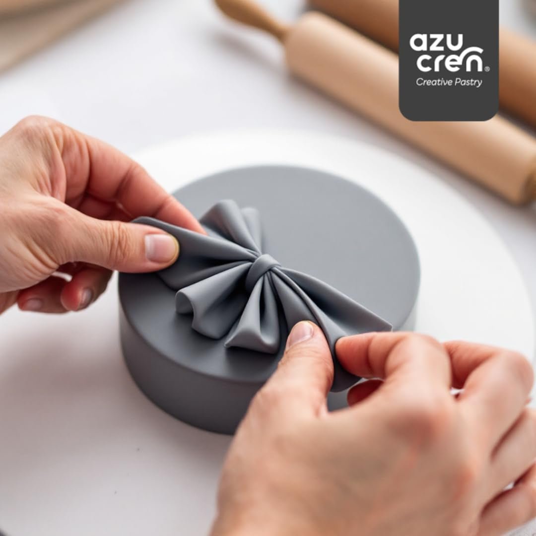Azucren, Roll Fondant, Roll Fondant Grey, Snadné použití, Hladký, Flexibilní, měkký a ohebný, Perfektní pro zdobení dortů, Halal, Košer, Bezlepkový, Citronová příchuť (250G) Naty Shop Cukrová pasta