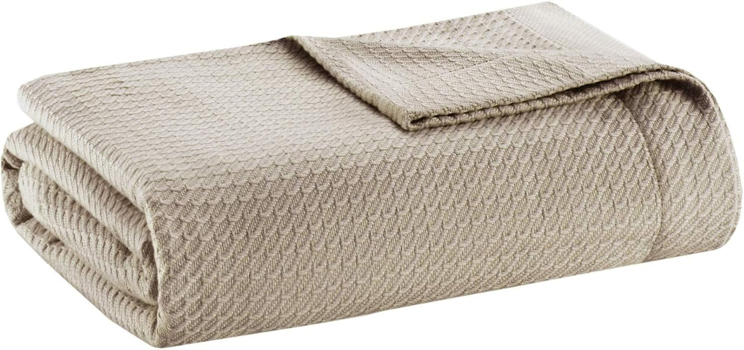 Madison Park 100% egyptská bavlna Prodyšná pohodlná deka Premium úplet Luxusní sezónní lehký potah na postel Pohovka Pohovka Full/Queen Bed Rose Naty Shop Khaki King přikrývky a přikrývky