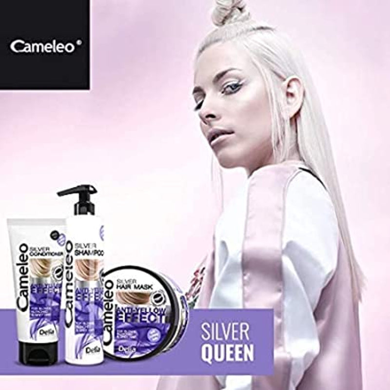 Cameleo - Stříbrná tónovací maska - Bez žlutého efektu - Fialové ošetření a ochrana barvy pro blond, šedé a bílé vlasy - Platinové odstíny - UV ochrana - Bez parabenů - 200 ml Naty Shop vlasová maska