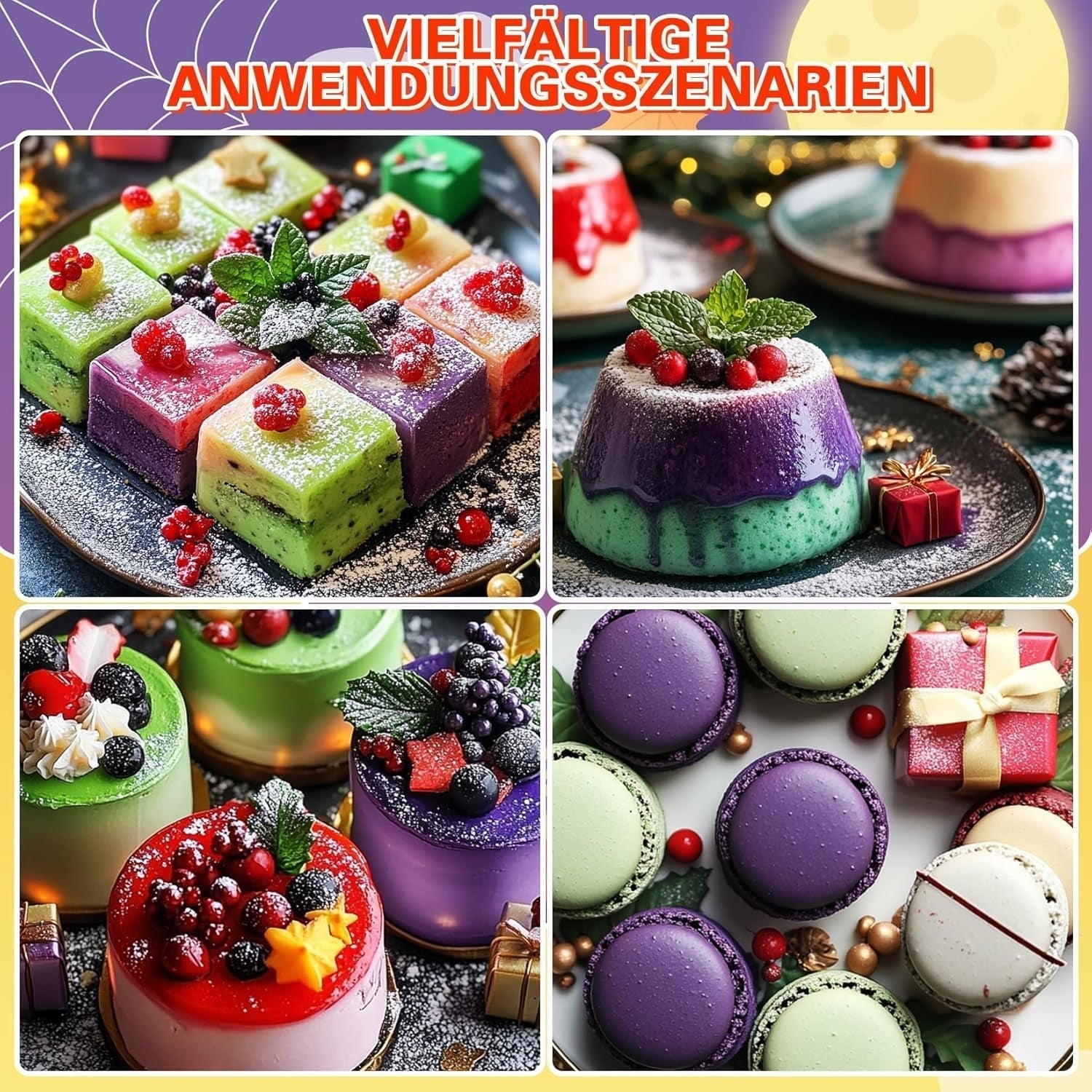 Food Color Powder – 4 Colors Food Color, Koncentrovaná Food Color, Červená Zelená Modrá Purpurová Food Color pro zdobení dortů, pečení, polevu, dezerty, vaření – 5G