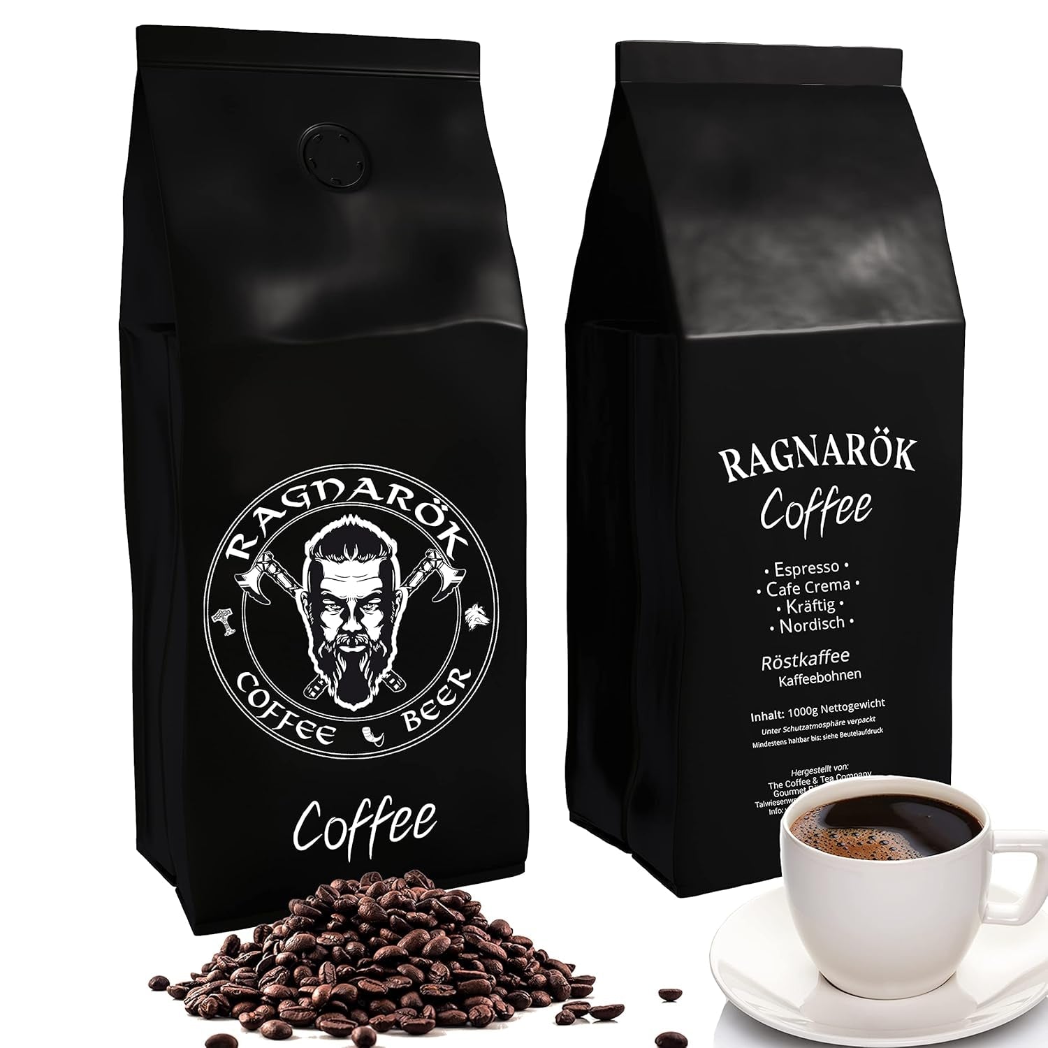 C&T "Ragnarök Coffee" nordischer Röst-Kaffee | 1000g Bohne husa | als Espresso & Cafe Crema bar | kräftig + würzig + aromatický | 100% přírodní s kofeinem