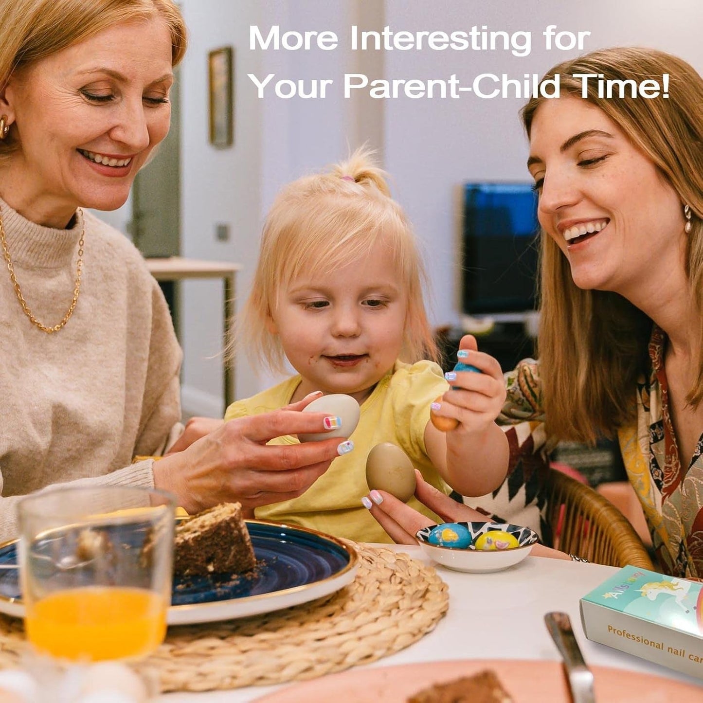 72ks předem nalepených dětských nehtů plný kryt třpytky barevný přechod mašle Krátké umělé nehty skvělý dárek pro děti dívky nail art - duhové třpytky