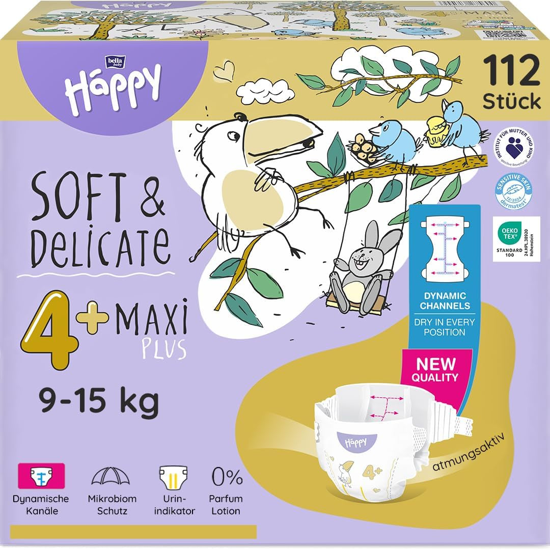 Plenky Bella Baby Happy Premium, velikost 6, Junior Extra, 15+ kg, 96 kusů, pečeť DERMATEST a OEKO-TEX, Jednorázové dětské plenky