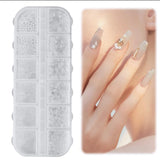 Nail Art Strasssteine ​​​​1 Schachtel, Nail Charms, 12 Typen Weiße Perlen Für Nägel, Flatback Rhinestones, Klein Edelstahl-Perlen, Nagel Deko, Nagel Zubehör