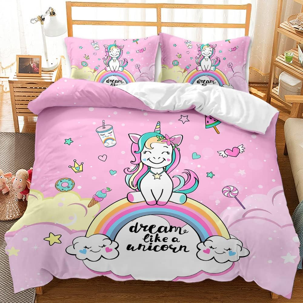 Povlečení pro dívky, Unicorn, 2 povlaky na polštáře Povlečení - dětské Naty Shop Unicorn Pink (model 1) 135×200 Cm