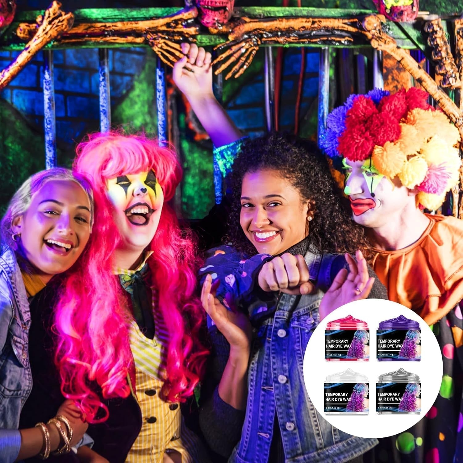 Halloween dočasné barvivo na vlasy 4 barvy Barva na vlasy Vosk Styling Tón vlasů Pro muže Ženy Halloween Cosplay Party Barvy na vlasy Naty Shop