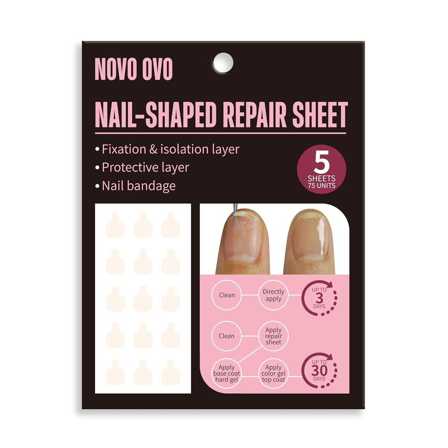 NOVO OVO 360 ks Snadné odtržení Přitisknout na displej na nehty Lepicí list Průhledný oboustranný Nail Art Příloha/balení/skladování/cvičení/příslušenství, 30ks x 12 listů