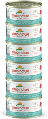 Almo Nature HFC Jelly - Mokré krmivo pro dospělé kočky - Pstruh a tuňák - Lidská kvalita, Bezlepkové - 6 x 70 g