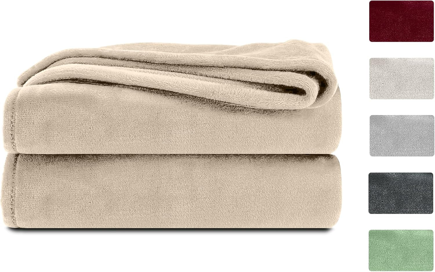 Nadýchaná deka Komfortec, pohodlná deka, fleecová deka, certifikace Oeko-Tex, super měkká, 150X200 Cm, 260 G/M², béžová Postele a přikrývky Besuche den Komfortec-Store Béžová 150 X 200 Cm