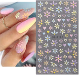 JMEOWIO 3D Nálepka na nehty Blume Frühlings Nálepka na nehty Selbstklebend Nagelaufkleber 5D Stereoskopisch Summer Bunter Blumen Dekoration Nageldesign Zubehör 4 Blatt