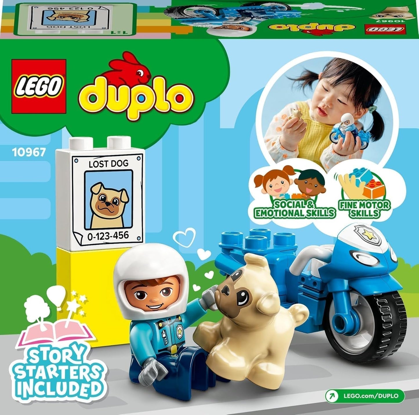 LEGO 10967 DUPLO policejní motorka, Policejní hračka pro batolata od 2 let, Ideální hračka pro motoriku pro miminka, Hračka motorka Stavebnice Besuche den LEGO-Store